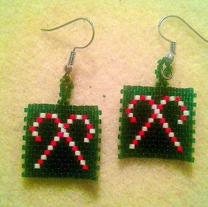 “Candy Cane” beaded earrings PRICE IS FIRM